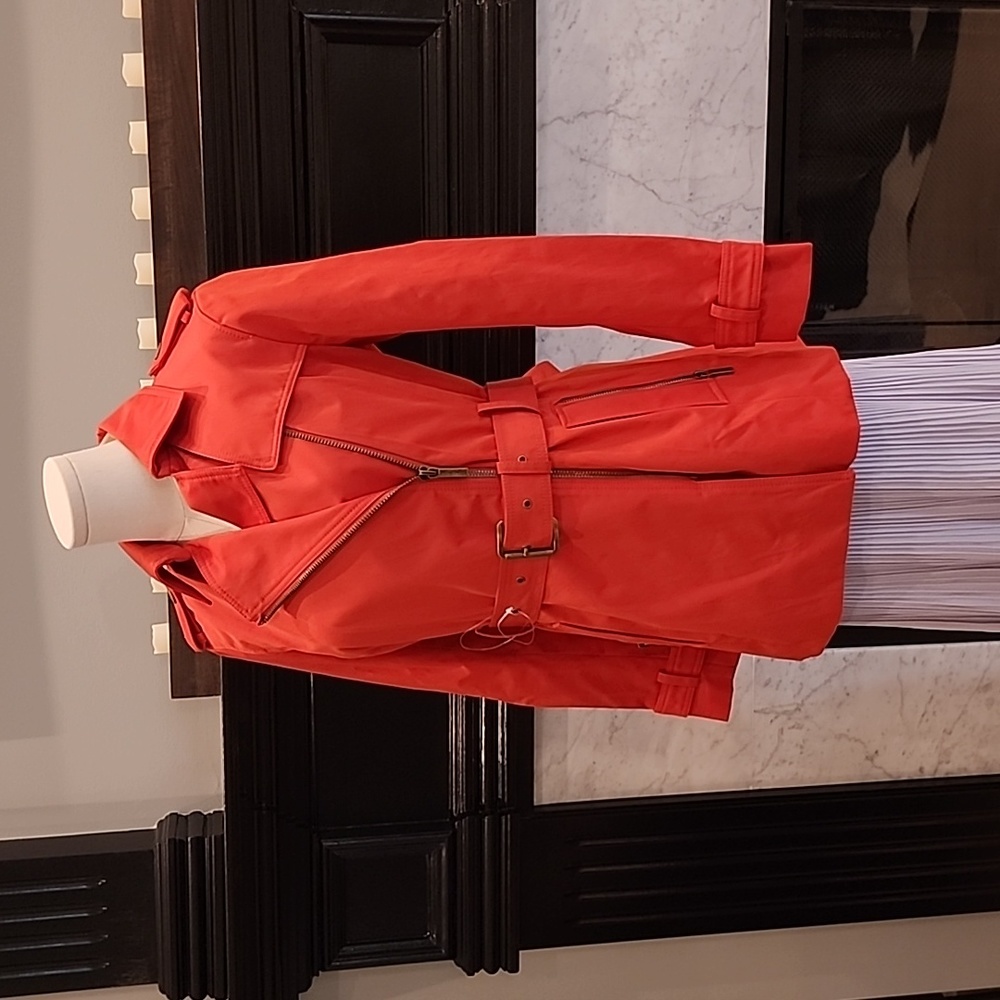 🌺HP🌺NWT Michael Michael Kors Bright Terracotta Trench Jacket size P/S